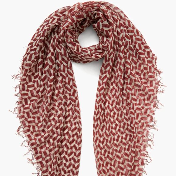 New Auth Chan Luu Harissa Tile Cashmere Silk Scarf Color: Bossa Nova - Picture 1 of 8